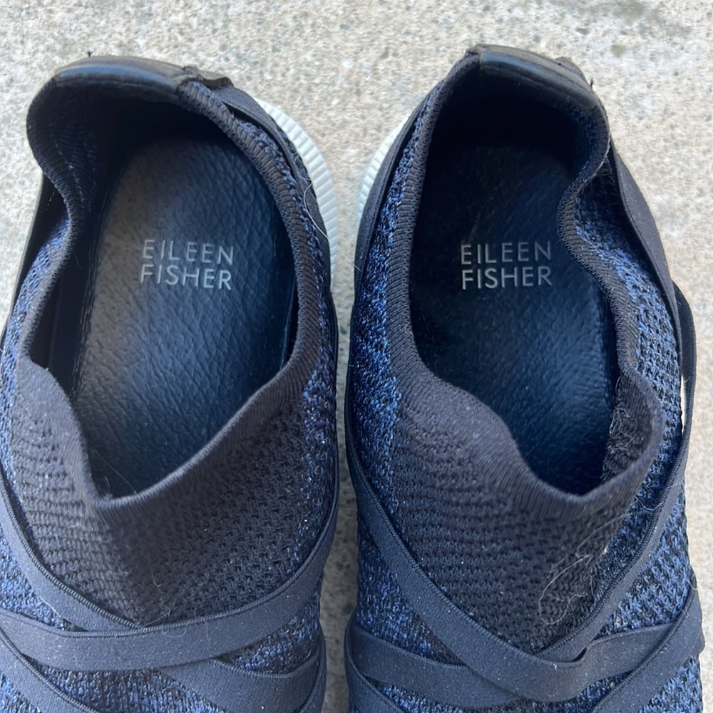 Eileen Fisher Women's Black Criss Cross Strap Slip on Casual Sneakers Size 9 - Picture 7 of 9
